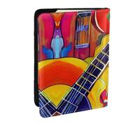 GaxfjRu Funda para pasaporte con estampado acústico y guitarras de color para viajes, organizador de viaje, funda para tarjetas de crédito, Black, Talla única