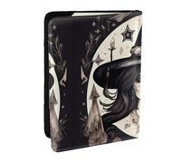 GaxfjRu Funda para pasaporte con estampado bohemio de brujería mágica para viajes, organizador de viaje, funda para tarjetas de crédito, Black, Talla única