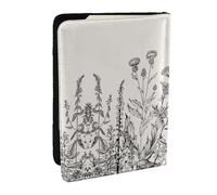 GaxfjRu Funda para pasaporte con estampado botánico de hierbas florales para viajes, organizador de tarjetas de crédito, funda para pasaporte, Black, Talla única