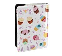 GaxfjRu Funda para pasaporte con estampado de deliciosos cupcakes para viajes, organizador de viaje, funda para tarjetas de crédito, Black, Talla única