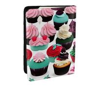 GaxfjRu Funda para pasaporte con estampado de deliciosos cupcakes para viajes, organizador de viaje, funda para tarjetas de crédito, Black, Talla única