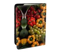 GaxfjRu Funda para pasaporte con estampado de frutas y verduras frescas para viajes, organizador de viaje, funda para tarjetas de crédito, Black, Talla única