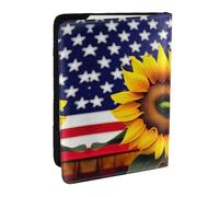 GaxfjRu Funda para pasaporte con estampado de girasol y bandera americana para viajes, organizador de viaje, funda para tarjetas de crédito, Black, Talla única