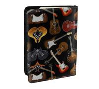 GaxfjRu Funda para pasaporte con estampado de guitarras para viajes, organizador de viaje, funda para tarjetas de crédito, Black, Talla única