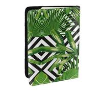 GaxfjRu Funda para pasaporte con estampado de hojas verdes de palmera tropical para viajes, organizador de viaje para tarjetas de crédito, Black, Talla única