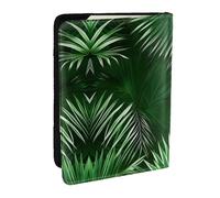 GaxfjRu Funda para pasaporte con estampado de hojas verdes de palmera y plantas tropicales para viajes, organizador de viaje, tarjetas de crédito, funda para pasaporte, Black, Talla única