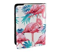 GaxfjRu Funda para pasaporte con estampado de hojas verdes y pájaros flamencos para viajes, organizador de viaje, funda para tarjetas de crédito, Black, Talla única
