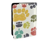 GaxfjRu Funda para pasaporte con estampado de huellas de perro, para viajes, organizador de viaje, funda para tarjetas de crédito, libro de pasaporte, Black, Talla única