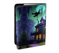 GaxfjRu Funda para pasaporte con estampado de mansiones embrujadas negras para viajes, organizador de viaje, funda para tarjetas de crédito, Black, Talla única