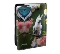 GaxfjRu Funda para pasaporte con estampado de pájaros y cacatúas para viajes, organizador de viaje, funda para tarjetas de crédito, Black, Talla única