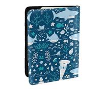 GaxfjRu Funda para pasaporte con estampado de peces azules para viajes, organizador de viaje, funda para tarjetas de crédito, Black, Talla única