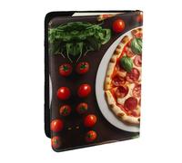 GaxfjRu Funda para pasaporte con estampado de pizza, para viajes, organizador de viaje, funda para tarjetas de crédito, Black, Talla única