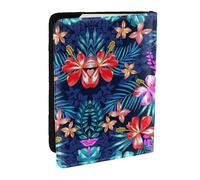 GaxfjRu Funda para pasaporte con estampado floral azul para viajes, organizador de viaje para tarjetas de crédito, funda para pasaporte, Black, Talla única