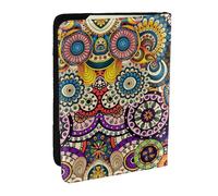 GaxfjRu Funda para pasaporte con estampado floral de círculos étnicos para viajes, organizador de viaje, funda para tarjetas de crédito, Black, Talla única