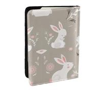 GaxfjRu Funda para pasaporte con estampado floral de conejo de Pascua para viajes, organizador de viaje, funda para tarjetas de crédito, Black, Talla única