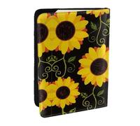 GaxfjRu Funda para pasaporte con estampado floral de girasoles para viajes, organizador de viaje, funda para tarjetas de crédito, Black, Talla única