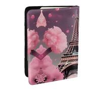 GaxfjRu Funda para pasaporte con estampado floral de la Torre Eiffel de París para viajes, organizador de viaje, funda para tarjetas de crédito, Black, Talla única