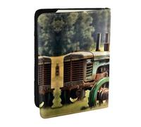 GaxfjRu Funda para pasaporte con impresión de tractor antiguo para viajes, organizador de viaje, tarjetas de crédito, funda para pasaporte, Black, Talla única