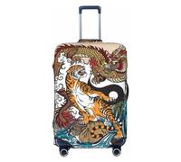 Gaxfjru Funda protectora de equipaje de viaje con estampado de dragón y tigre, lavable, antiarañazos, Black, S