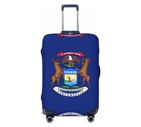 Gaxfjru Funda protectora de equipaje de viaje con estampado de la bandera del estado de Michigan, lavable, antiarañazos, Black, L