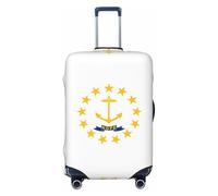 Gaxfjru Funda protectora de equipaje de viaje con estampado de la bandera del estado de Rhode Island, funda protectora para maleta, lavable, antiarañazos, Black, S