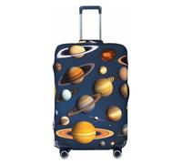 Gaxfjru Funda protectora de equipaje de viaje con estampado de planetas del sistema solar, lavable, antiarañazos, Black, XL