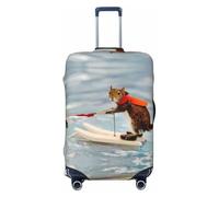Gaxfjru Funda protectora de equipaje de viaje con estampado de zorro y ardilla para esquí acuático, lavable, antiarañazos, Black, L