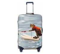 Gaxfjru Funda protectora de equipaje de viaje con estampado de zorro y ardilla para esquí acuático, lavable, antiarañazos, Black, XL