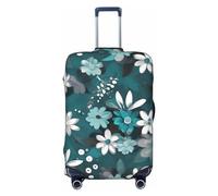 Gaxfjru Funda protectora para equipaje de viaje, con estampado floral, color verde azulado y blanco, lavable, antiarañazos, Black, L