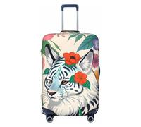 Gaxfjru Funda protectora para equipaje de viaje, lavable, antiarañazos, con estampado de tigre blanco, Black, S
