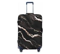 GaxfjRu Funda protectora para maleta, color negro y oro rosa, con estampado de mármol, lavable, antiarañazos, Black, XL