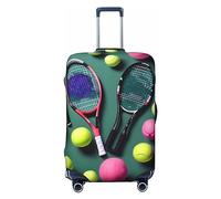 GaxfjRu Funda protectora para maleta con diseño de raquetas de tenis y pelotas de tenis, lavable, antiarañazos, Black, S