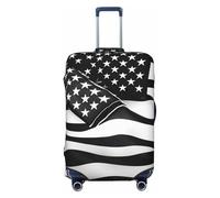 GaxfjRu Funda protectora para maleta, con estampado de bandera americana, color blanco y negro, lavable, antiarañazos, Black, XL