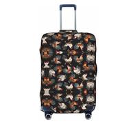 GaxfjRu Funda protectora para maleta con estampado de gallos franceses, funda de equipaje de viaje, lavable, antiarañazos, Black, L