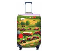 GaxfjRu Funda protectora para maleta con estampado de granja de tractores, funda de equipaje de viaje, lavable, antiarañazos, Black, M