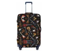 GaxfjRu Funda protectora para maleta con estampado de guitarras, lavable, antiarañazos, Black, S