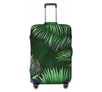 GaxfjRu Funda protectora para maleta con estampado de hojas verdes de palmera y plantas tropicales, funda de equipaje de viaje, lavable, antiarañazos, Black, XL