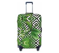 GaxfjRu Funda protectora para maleta, con estampado de hojas verdes de palmera y plantas tropicales, para viaje, lavable, antiarañazos, Black, S