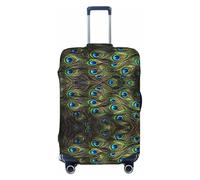 GaxfjRu Funda protectora para maleta, con estampado de pavo real, lavable, antiarañazos, Black, M