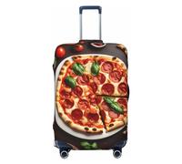 GaxfjRu Funda protectora para maleta con estampado de pizza, lavable, antiarañazos, Black, L