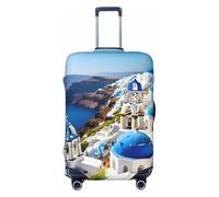 GaxfjRu Funda protectora para maleta con estampado de vista al mar de la isla griega, funda de equipaje de viaje, lavable, antiarañazos, Black, L