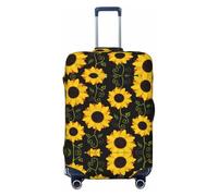 GaxfjRu Funda protectora para maleta con estampado floral de girasoles, funda de equipaje de viaje, lavable, antiarañazos, Black, L