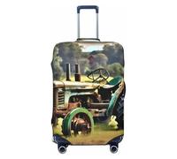 GaxfjRu Funda protectora para maleta de viaje con diseño de granja de tractor antiguo, lavable, antiarañazos, Black, M