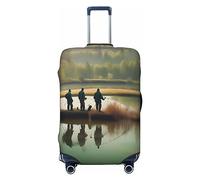 GaxfjRu Funda protectora para maleta de viaje con estampado de pescadores de pesca, lavable, antiarañazos, Black, XL