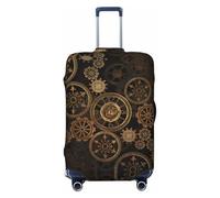 GaxfjRu Funda protectora para maleta de viaje, lavable, antiarañazos, con diseño de reloj de engranajes, color bronce, Black, XL