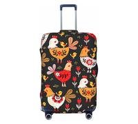 GaxfjRu Funda protectora para maleta de viaje, lavable, antiarañazos, con estampado de pollos y gallos, Black, L
