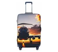 GaxfjRu Funda protectora para maleta, diseño de avión al atardecer, lavable, antiarañazos, Black, S
