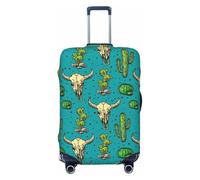 GaxfjRu Funda protectora para maleta, diseño de cactus y calavera de toro, lavable, antiarañazos, Black, XL
