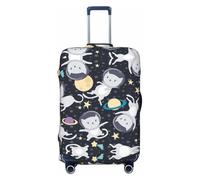 GaxfjRu Funda protectora para maleta, diseño de gato astronauta, lavable, antiarañazos, Black, L