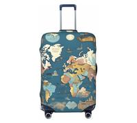 GaxfjRu Funda protectora para maleta, diseño de mapa del mundo, lavable, antiarañazos, Black, S
